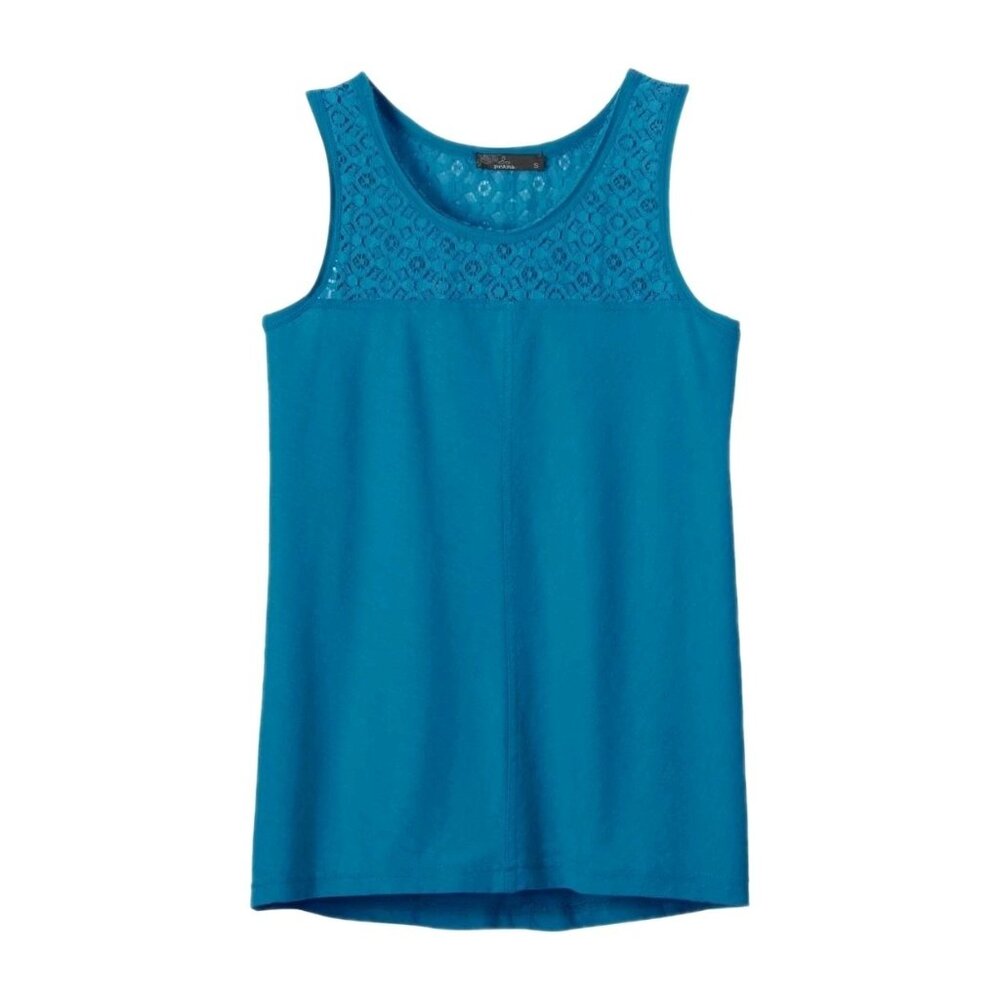 Prana Cassie Crochet Turquoise Blue Tank Top Womens Medium